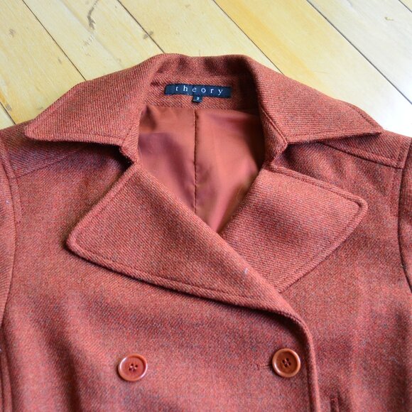 Theory Wool Double Breasted Blazer Size 2 - Picture 2 of 16